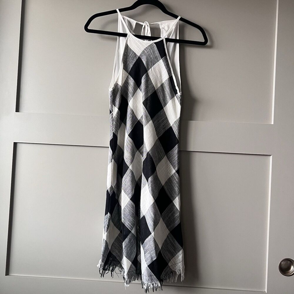 Anthropologie Bishop +‎ Young Buffalo Argyle Dress Sz. XS Black White Sleeveless